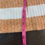 American Eagle  Brown White Striped Ribbed Cropped Henley Sweater M Slouchy Comfy Photo 11