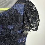 Jovani  Blue Striped Lace Mini Sheath Dress Sz 12 Photo 4