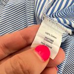 J.Crew blue and white striped sleeveless ruffle neckline blouse size 10 Photo 9