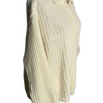 Buttons Vintage 90s Oversized Loose Knit Sweater S Cream  Collar Pullover Slouchy Photo 5