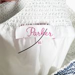 Parker Jace Cotton Poplin Blue Floral Embroidered Smocked Off Shoulder Dress XS Photo 1