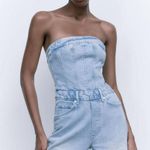 ZARA denim jeans corset wide streight leg jumpsuit Photo 8