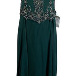 JKara Beaded Chiffon Short Sleeve Evening Gown Green Size 6 Long Formal Dress Photo 0