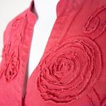 Carole Little 100% linen floral embellishment‎ pink shirt, size M Size M Photo 3