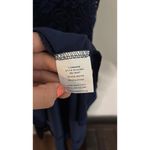 Maniju FLAW Juniors Navy Lace Evening Gown Mermaid High Slit Peekaboo Cut Out Photo 8