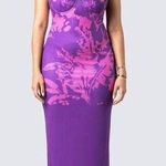 NWOT Finesse Nessa Floral Print Mesh Maxi Dress in Purple/Pink Size M Purple Size M Photo 4