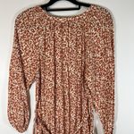 Loft Tie-Waist Casual Dress Long Sleeve Cheetah Print Orange Cream White Women S Photo 6