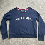 Tommy Hilfiger Sport logo blue cropped sweatshirt with thumb holes women size sm Photo 0
