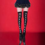 Skull Print Thigh‎ High Socks, Cosplay Over The Knee Socks
One Size Black Photo 9
