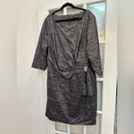 Jessica Howard  Gun Metal Steel Grey Ruched Formal Midi Dress Plus Size 24W Photo 1