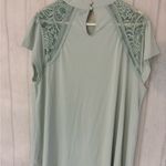 Torrid  Studio Crepe Jersey Mock Neck Lace Inset Top Aqua Plus Size 3 bus… Photo 8