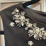 Cynthia Steffe  Black & Cream Peplum Embellished Sequin Beaded Midi Dress Size 2 Photo 5