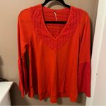 Free People  Red Parisian Nights Flowy Long Sleeve Top Photo 1