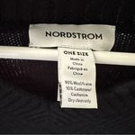 Nordstrom  Vintage Black Cable Knit Cashmere Wool Blend V Neck Poncho One Size Photo 4