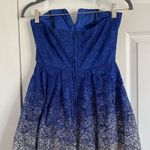 B Darlin  Lace Blue and Gold Strapless Dress Photo 5