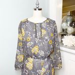 Burton of London Gray Floral Shirtdress with Tie Belt Size Small Photo 2