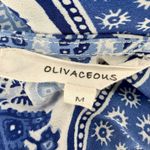 Olivaceous Sleeveless Open Back Wide Leg Jumpsuit in Blue & White Size M EUC!! Photo 3