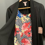 White Stag B16- NEW! Women's Cardigan, L/G, Black, floral layered one piece Photo 4