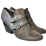 Bella Vita  Womens Sz 11 N Grey Suede Leather Reptile Print Buckles Bootie Boots Photo 0
