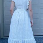 Revolve Majorelle by Plunge Neck Flutter Sleeve White Eyelet Maxi Wrap Dress S Photo 3