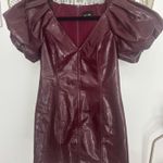 South Boutique  Dress Mini Maroon Leather Puff Sleeve Photo 0