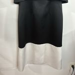 Alexis Caprice satin Two Tone Dress with Overlay detail off white and black sz S Photo 7