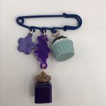 Handmade Charmed Safety Pin Blueberry Grape Floral Blue Photo 2