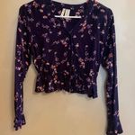 Japna Navy Blue Long Sleeve Crop Top Photo 0