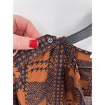 Collective Concepts  Brown and Navy Patchwork Print Blouse Size Small Photo 5