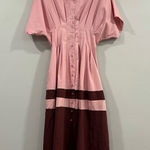 Anthropologie Exquise  Tobie Colorblocked Dress Pink Combo Sz Medium Petite Photo 0