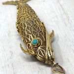 Antique Koi fish pendant, Art Deco c1930s Photo 8