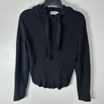 XLE Greg Ribbed Knitted Hoodie Womens Size Large Black Sweater Photo 0