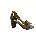 Bandolino Glittery Gold Open Toe Block Heel Sandals Ankle Strap Buckle Closure Photo 1