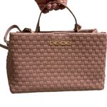 Bebe Woven Pink Satchel with Gold Logo Blush Pink NWT Photo 0