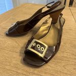 Franco Sarto  Patent Leather Chocolate Brown Slingback Shoes - Size 8 Photo 3
