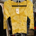 Free People 🍁 Rory Tie Dye Printed 3/4 Sleeve Henley Buttered Up Top Sz S Photo 4