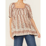 Free People Vintage Lover Blouse Relaxed Cotton Babydoll Cottage Floral M NWT Photo 4