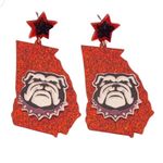 Georgia Bulldogs Earrings Red Glitter Star Stud Dawgs Football New Photo 3