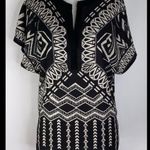 Jealous Tomato Black & Tan Aztec Short Sleeved Loose Casual Blouse Small Photo 0