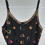 Vintage Embellished Black Jumpsuit geometric Colorful sequined beaded flowy 4 Photo 7