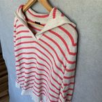 Talbots Women's Petite Striped V-Neck Hoodie Sweater Size M Photo 2