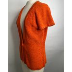 August Silk Short Slevve Textured Orange Cardigan SP Photo 1