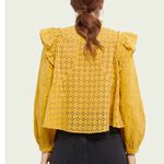Scotch & Soda Yellow Eyelet Exaggerated Ruffle Top Size M Euro Summer Vibe! Photo 2