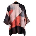 Soft Surroundings  Ainsley Abstract Kimono Earthtones Satin Cardigan Sz S/M Boho Photo 2