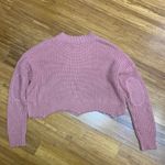 Romeo + Juliet Couture  Knit Sweater Womens Size Small Cropped‎ Raw Hem Long Pink Photo 2