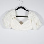 House Of CB Sorelle Woven Tweed Textured Off The Shoulder Crop Top White XS Photo 0