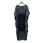 Speed Control New York Caftan Dress 2X Paisley Print V Neck Long Beach Cover Up Blue Photo 2