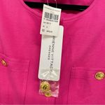 Adrienne Vittadini  Hot Pink Gold Button Sleeveless Sheath Dress Womens 6 Barbie Photo 5