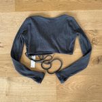 Joah Brown  - Ribbed Wrap Around Long Sleeve Top in Gray Photo 3