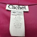 VTG 80s Cachet Fuchsia Satin Rhinestone Buckle Blazer Blouse Top Glam Sz 10 Pink Photo 5